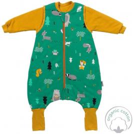 Sac de dormit cu picioruse si maneca lunga detasabila woodland animals 80 cm + manseta 2.5 tog