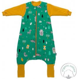 Sac de dormit cu picioruse si maneca lunga detasabila woodland animals 90 cm + manseta 2.5 tog
