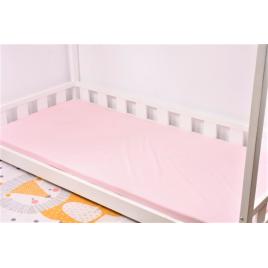 Cearsaf pat bumbac 100% culoare roz 90x200x10 cm
