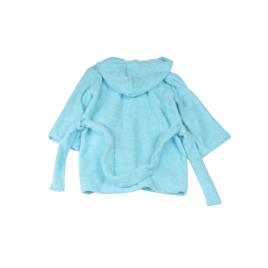 Halat de baie cu gluga frotir bumbac bleu 7-8 ani + manusa