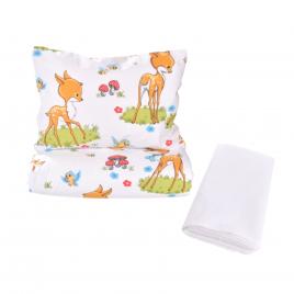 Lenjerie 3 piese model caprioare  + protectie impermeabila patut 120x60 cm