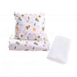 Lenjerie 3 piese model rachete + protectie impermeabila patut 120x60 cm