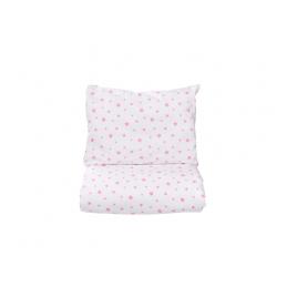 Lenjerie 5 piese patut 120x60 cm bumbac 100%, model stelute roz