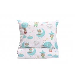 Lenjerie 5 piese patut 120x60 cm bumbac 100% model ursuleti in balon