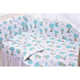 Lenjerie 6 piese patut 120x60 cm bumbac 100% model ursuleti in balon