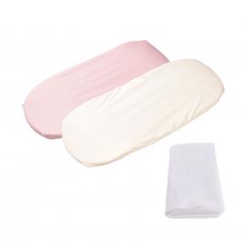 Set 2 cearsafuri cosulet si landou 72x30 cm bumbac 100% crem  roz + protectie impermeabila
