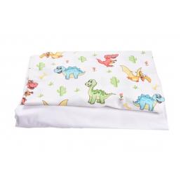 Set 2 cearsafuri patut 120x60 cm bumbac 100% alb dinozauri