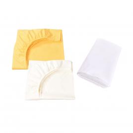Set 2 cearsafuri patut 120x60 cm bumbac 100% crem galben + protectie impermeabila