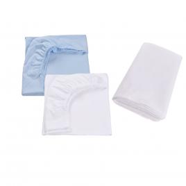 Set 2 cearsafuri patut 90x50 cm bumbac 100% alb blue + protectie impermeabila