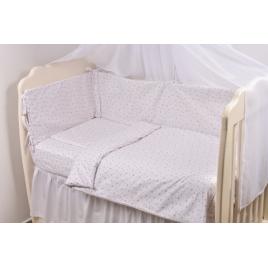Set complet 7 piese lenjerie si aparatori model stelute roz patut 120x60 cm