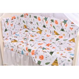 Set complet 7 piese lenjerie si aparatori patut 120x60 cm bumbac 100% model animalute