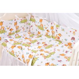 Set complet 7 piese lenjerie si aparatori patut 120x60 cm bumbac 100% model caprioare