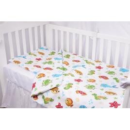 Lenjerie 5 piese patut 120x60 cm bumbac 100% model animale acvatice