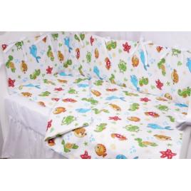 Lenjerie patut 120x60 cm, 3 piese bumbac 100% model animale acvatice