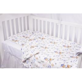Lenjerie patut 120x60 cm, 3 piese bumbac 100% model iepurasi albastru