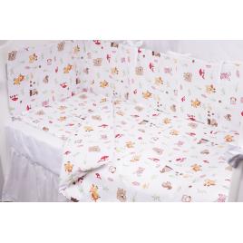 Set complet 7 piese lenjerie si aparatori patut 120x60 cm bumbac 100% model animalute si ciuperci