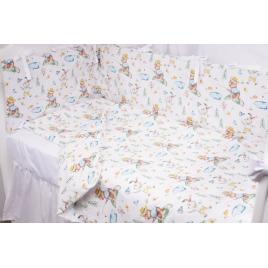 Set complet 7 piese lenjerie si aparatori patut 120x60 cm bumbac 100% model iepurasi galbeni