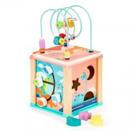 Cub educational din lemn ecotoys dino