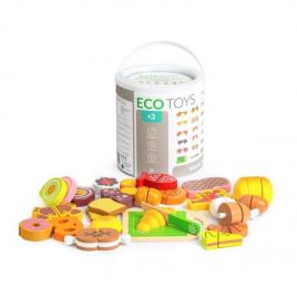 Set alimente din lemn ecotoys 23 piese