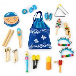 Set muzical din lemn cu 16 instrumente ecotoys