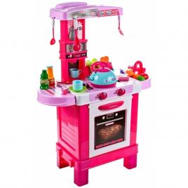 Bucatarie pentru fetite malplay cu electrocasnice, ceainic, accesorii, lumini si sunete