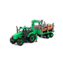 Tractor cu remorca lemne progresso, 40x11.5x17 cm, polesie