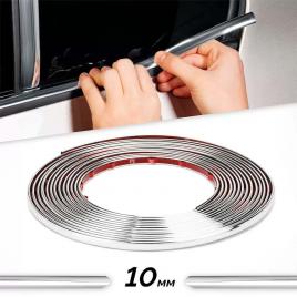 Rola ornament autoadeziv, 10mm x 15m, culoare crom silver
