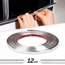 Rola ornament autoadeziv, 12mm x 15m, culoare crom silver