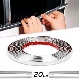 Rola ornament autoadeziv, 20mm x 15m, culoare crom silver