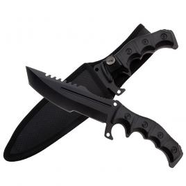 Cutit de vanatoare ideallstore®, dark element, 30.5 cm, otel inoxidabil, negru