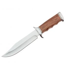 Cutit de vanatoare ideallstore®, survival nature, 31.5 cm, otel inoxidabil, maro, teaca inclusa