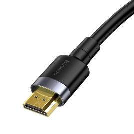 Cablu video baseus cafule, hdmi (t) la hdmi (t), rezolutie maxima 4k uhd (3840 x 2160) la 60 hz, conectori auriti, 1m, negru