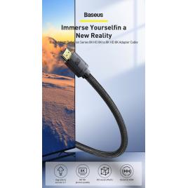 Cablu video baseus high definition, hdmi (t) la hdmi (t), versiunea 2.1, rezolutie maxima 8k uhd (7680 x 4320) la 60 hz, conectori auriti, 3m, negru