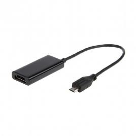 Cablu video gembird, adaptor micro-usb (t) la hdmi (m), 16cm, rezolutie maxima full hd (1920 x 1080) la 60hz, conecteaza smartphone samsung cu mufa 11-pin mhl la tv, negru