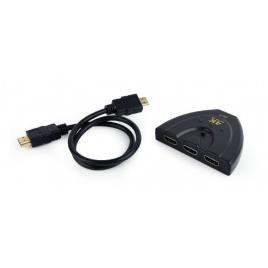Cablu video gembird, switch 3 x hdmi (m) la hdmi (t), 0.5m, rezolutie maxima 4k uhd (3840 x 2160) la 60 hz, conecteaza 3 dispozitive la 1 tv, indicator led, negru
