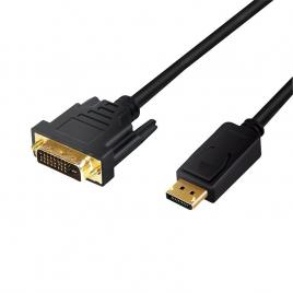 Cablu video logilink, adaptor displayport (t) la dvi-d dl (t), 2m, conectori auriti, rezolutie maxima full hd (1920 x 1080) la 60hz, negru