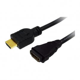 Cablu video logilink, adaptor hdmi (t) la hdmi (m), 1m, conectori auriti, rezolutie maxima 4k dci (4096 x 2160) la 60 hz, negru
