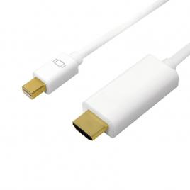 Cablu video logilink, adaptor mini-displayport (t) la hdmi (t), 1m, conectori auriti, rezolutie maxima 4k uhd (3840 x 2160) la 30 hz, alb
