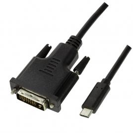 Cablu video logilink, adaptor usb 3.1 type-c (t) la dvi-d dl (t), 1.8m, rezolutie maxima full hd (1920 x 1080) la 60 hz, negru