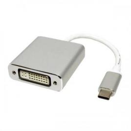 Cablu video spacer, adaptor usb type-c (t) la dvi-i dl (m), 15cm, rezolutie maxima 4k uhd (3840 x 2160) la 30 hz, silver