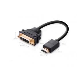 Cablu video ugreen,  hdmi (t) la dvi (m), rezolutie maxima fhd (1920 x 1080), conectori auriti, 0.2m, negru