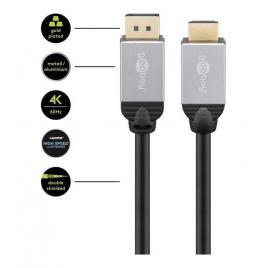 Cablu displayport v1.2 - hdmi v2.0 5m 3d ultra hd 4k 50/60hz 2160p goobay plus
