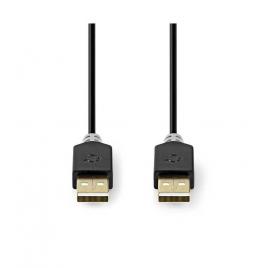 Cablu usb 2.0 a tata - a tata 2m hi-speed 480mbps antracit nedis
