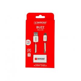 Cablu usb skross buzz line a tata - micro usb a tata 1m alb