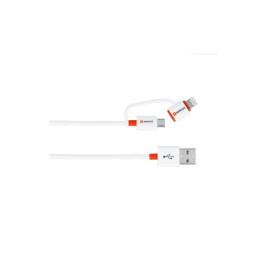 Cablu usb skross essentials line 2 in 1 cu conector micro usb - lightning alb 1m