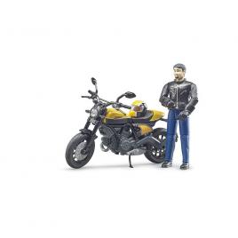 Motocicleta scrambler ducati full throttle bruder cu figurina sofer