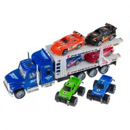 Camion cu 6 masinute (4 masinute de curse + 2 masinute 4x4), SG, scara 1:32