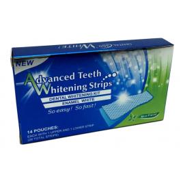 Tratament Benzi Albire Dinti cu Gel, Advanced Teeth Whitening Strips, Set 14 Plicuri, Aroma Menta