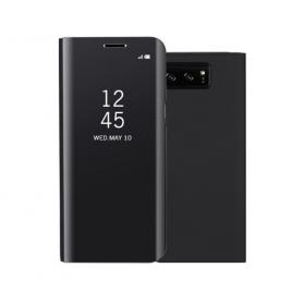 Husa samsung galaxy note 8 - flip mirror tip carte, capac translucid, neagra