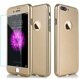Husa apple iphone 7 plus, fullbody elegance luxury gold, acoperire completa 360 grade cu folie de sticla